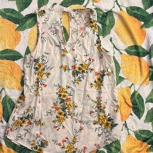 Old Navy Off White Floral Blouse Tank